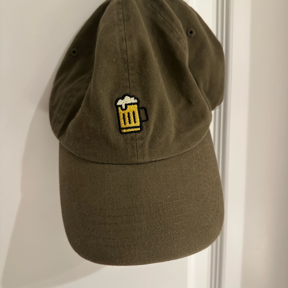 Olive Green Baseball Cap with Beer Mug Embroidery